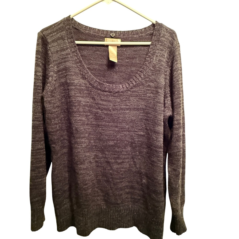 Miss Tina Dark Gray‎ Heather Sweater XXL Womens Long Sleeve Pullover Knit